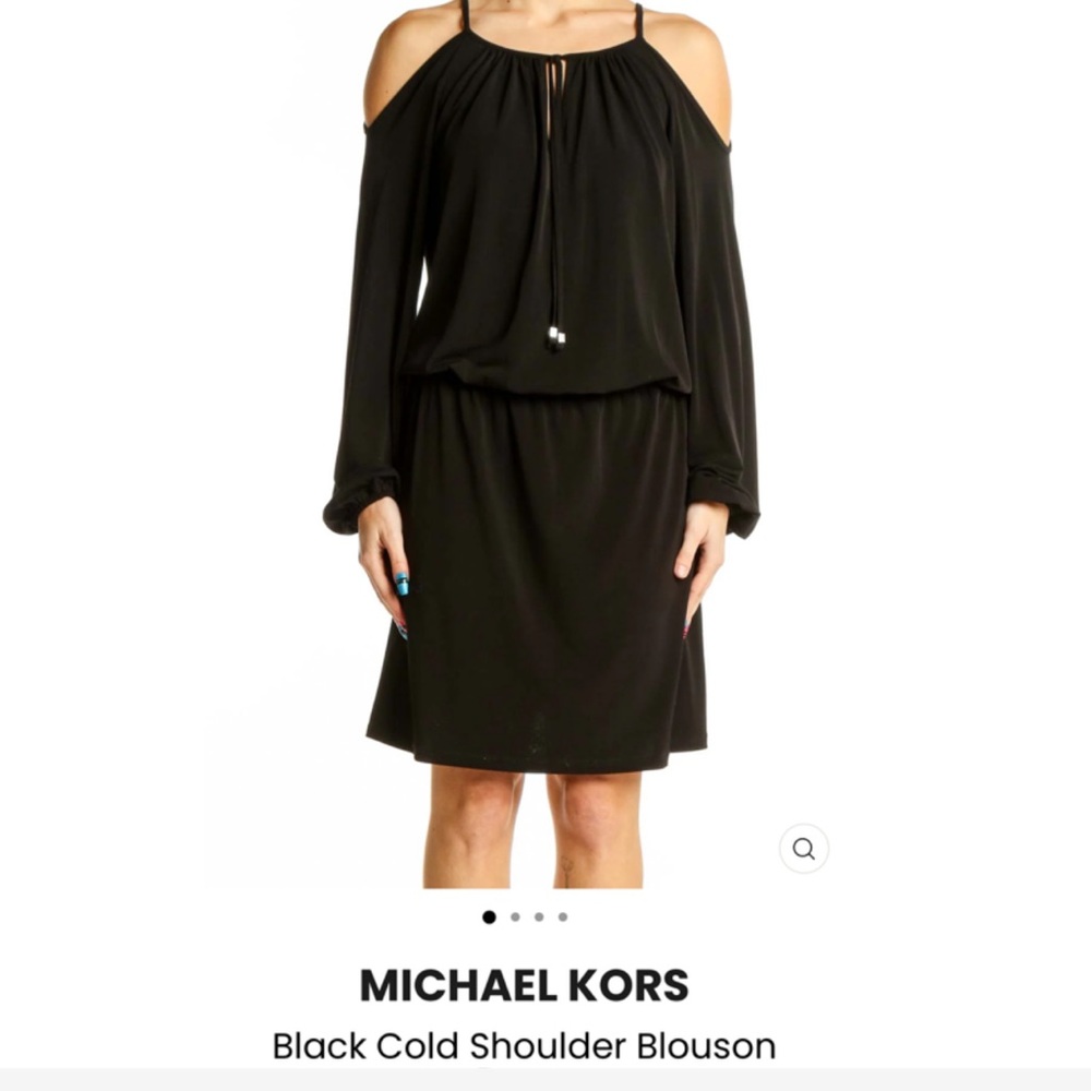 Michael Kors Black Cold Shoulder Blouson Dress